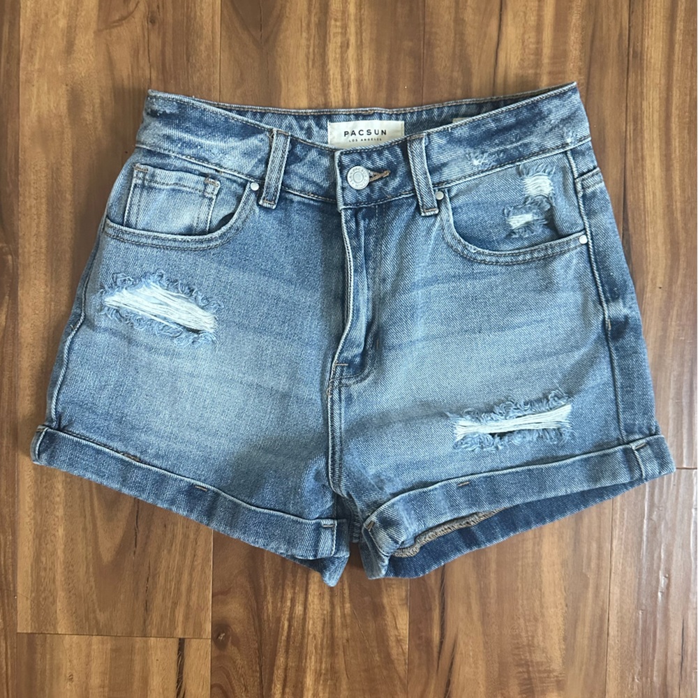 Pacsun Mom Jean High Waisted Cuffed Jean Shorts Sz 25